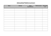 Formular für Adressen und Telefonnummern