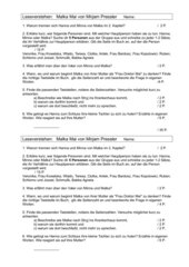 Lektüre: Malka Mai von M. Pressler, Leseverstehen