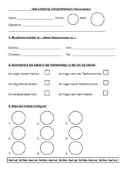 Hörverstehenstest Zahlen/ Farben / einfache Sätze