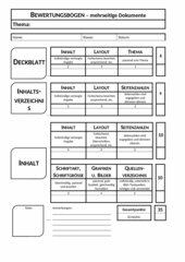 Bewertungsbogen - mehrseitige Dokumente / Mappe